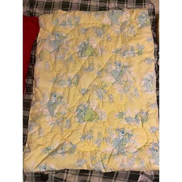 Vintage Baby Blanket The Kendall Co. 1979 Yogi Bear Pebbles Bam Bam Hanna Barber - Picture 2 of 16